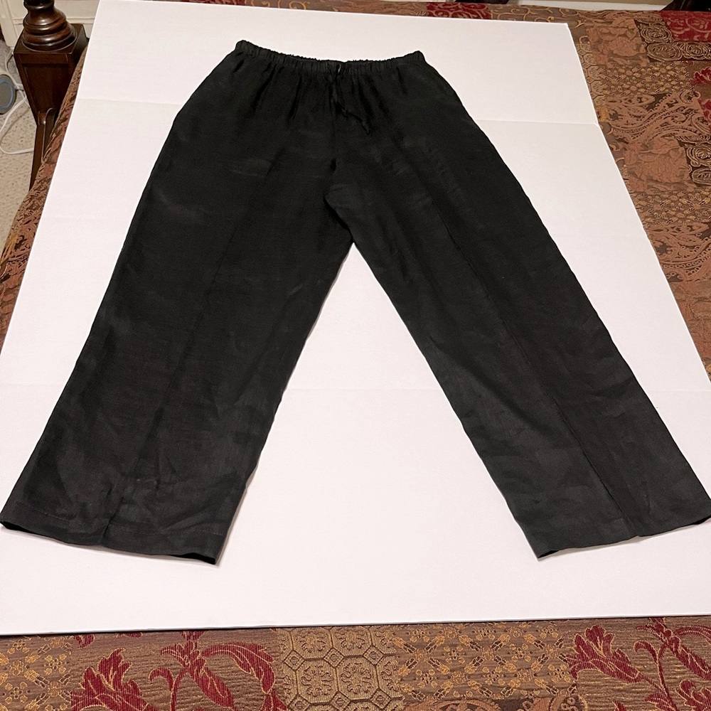 Eileen Fisher black size small women’s pull on drawstring two pockets pants